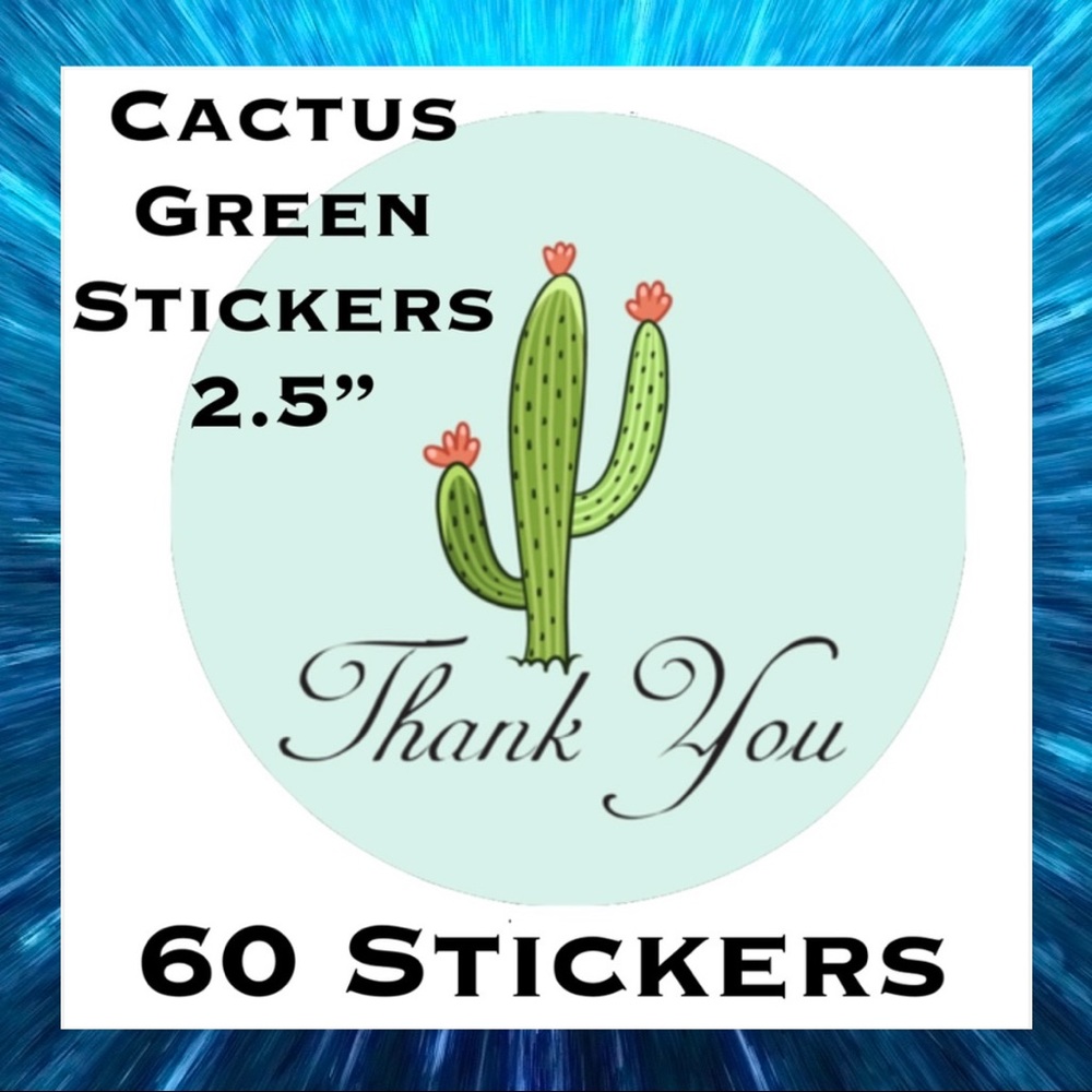 60 2.5” Cactus Green Stickers CLEARANCE - Picture 5 of 6